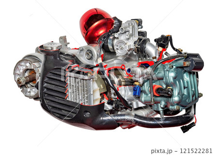 Intricate details of a high-performance engine showcasing innovative design and engineering elegance 121522281