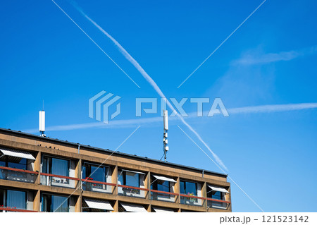 Cellural antenna and telecommunications tower. Mobile phone base station. 121523142