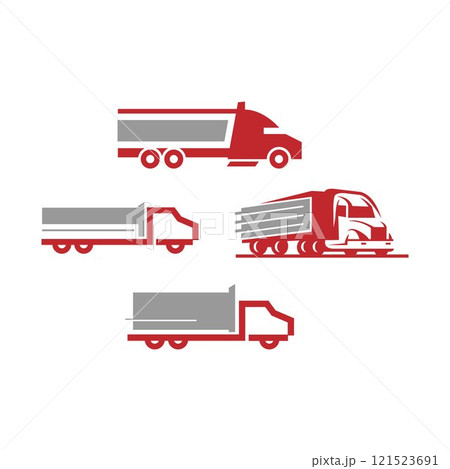 Delivery Truck icon set. Express delivery trucks icons. Fast shipping truck. Free delivery 24 hours. Logistic trucking sign Delivery Truck icon set. Express delivery trucks icons. Fast shipping truck. Free delivery 24 hours. Logistic trucking sign 121523691