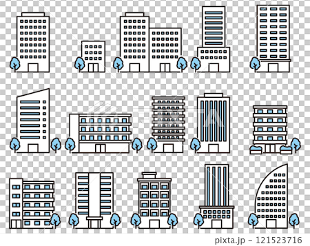 いろいろな建物のイラスト 121523716