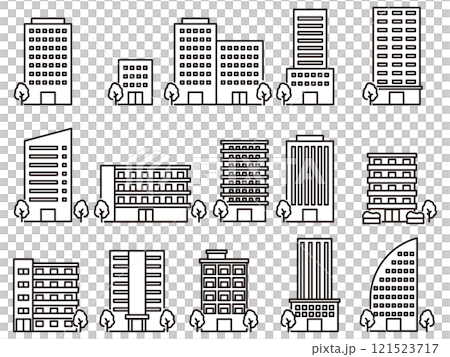 いろいろな建物のイラスト 121523717