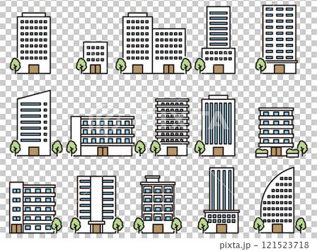 いろいろな建物のイラスト 121523718