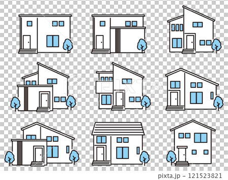 Simple house icon set 121523821