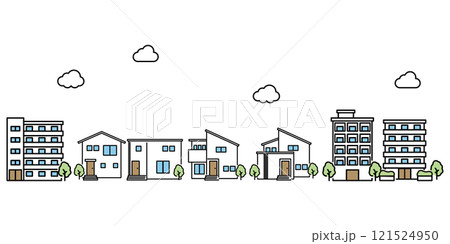 シンプルな街並みのイラスト シンプルな街並みのイラスト 121524950