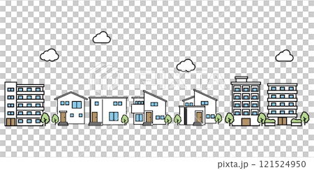 シンプルな街並みのイラスト シンプルな街並みのイラスト 121524950