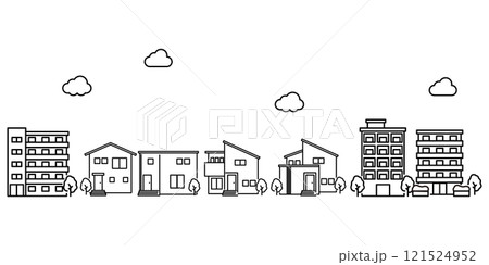 シンプルな街並みのイラスト 121524952