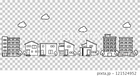 シンプルな街並みのイラスト 121524952