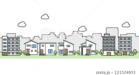 シンプルな街並みのイラスト 121524953
