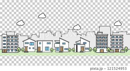 シンプルな街並みのイラスト 121524953