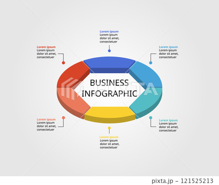 Hexagon isometric shape template for business infographic for presentation for 6 element 121525213