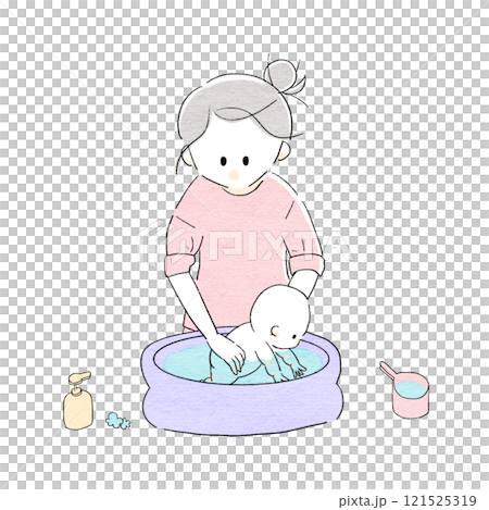 A woman taking a bath 121525319