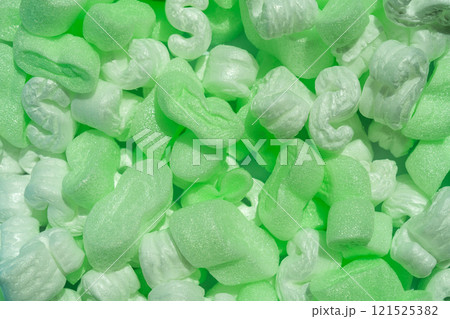 Close-up of Green and White Packing Peanuts Close-up of Green and White Packing Peanuts 121525382