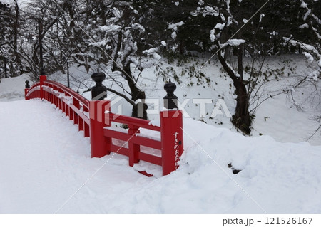 雪景色の杉の大橋_弘前城 雪景色の杉の大橋_弘前城 121526167