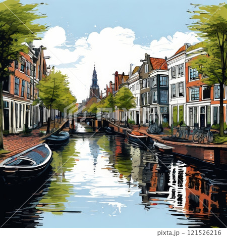 the AI Image Generator, Canal Surrounded by Historic European Houses the AI Image Generator, Canal Surrounded by Historic European Houses 121526216