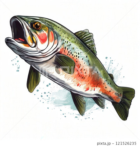 the AI Image Generator, Dynamic Illustration of a Lively Trout Fish 121526235