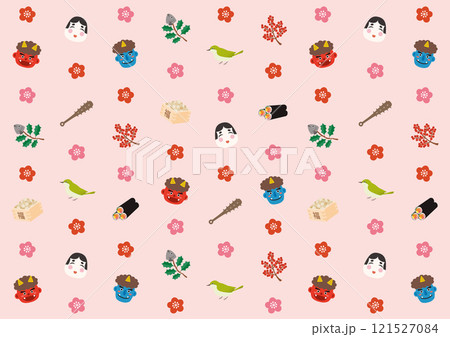 節分のパターンのイラスト_ピンク 節分のパターンのイラスト_ピンク 121527084