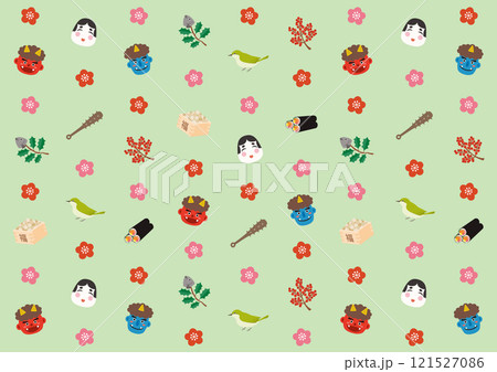 節分のパターンのイラスト_緑 121527086