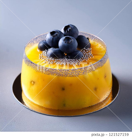 美味しそうなパイナップルとブルーベリーのドットアートムース 121527159