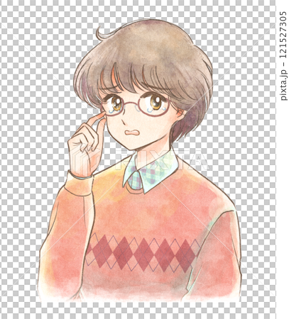 80s girl manga style illustration - studious boy crying 121527305