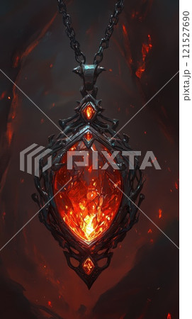 Dark Red Gem Pendant in Gothic Style Design 121527690