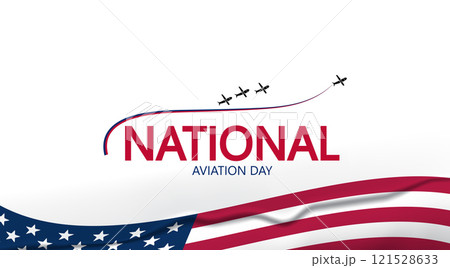 National Aviation Day logo with an airplane silhouette and American flag colors Celebrate aviation history and achievements 121528633