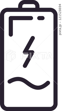 Minimalist vector illustration representing a battery charging, symbolizing energy, power, electricity supply, and charging process of a device 121528694