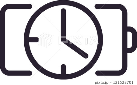 Simple wristwatch icon showing the current time with hour and minute hands, representing concepts of time management, punctuality, and fashion accessory 121528701