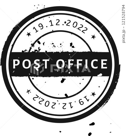 Black and white grunge circular stamp with the text Post Office and the date of December 19, 2022, useful for delivery or shipping concepts 121528794