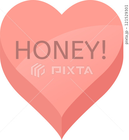 Pink candy heart with the word honey written on it, representing love, affection, and sweetness, suitable for Valentine s Day or romantic occasions 121529301