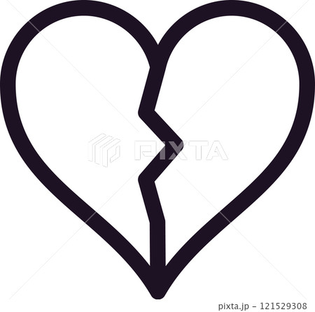 Minimalist drawing depicting a broken heart, symbolizing the end of a love relationship, divorce, or separation, while expressing deep sadness and emotional pain Minimalist drawing depicting a broken heart, symbolizing the end of a love relationship, divorce, or separation, while expressing deep sadness and emotional pain 121529308