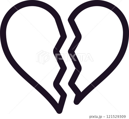Minimalist illustration depicting a broken heart, symbolizing the end of a relationship while expressing deep feelings of sadness, heartbreak, and lost love Minimalist illustration depicting a broken heart, symbolizing the end of a relationship while expressing deep feelings of sadness, heartbreak, and lost love 121529309