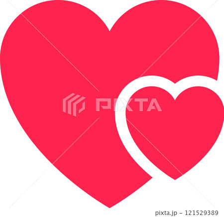 Two pink hearts overlapping, creating a symbol of love, affection, and togetherness, representing romantic relationships, family bonds, or strong friendships Two pink hearts overlapping, creating a symbol of love, affection, and togetherness, representing romantic relationships, family bonds, or strong friendships 121529389