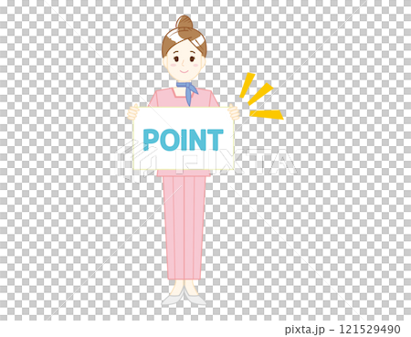 Illustration of a woman serving customers: Beauty advice staff 121529490