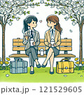 ベンチで休憩するビジネスウーマン 121529605