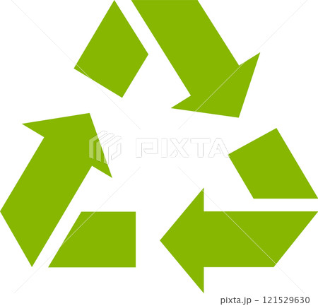 Green arrows rotating in a continuous loop, symbolizing the process of recycling and resource recovery contributing to a circular economy and waste reduction 121529630