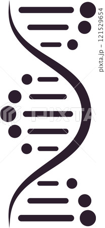 Dna molecule structure with nucleotides forming double helix is represented by a simple stylized graphic on white background, suitable for scientific or medical concepts Dna molecule structure with nucleotides forming double helix is represented by a simple stylized graphic on white background, suitable for scientific or medical concepts 121529654