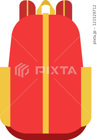 Stylish and practical red backpack with yellow accents, featuring a sturdy design and ample storage space, perfect for travel, hiking, or everyday use 121529712