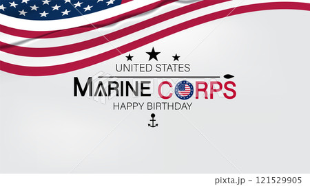 A cheerful display of a Happy Birthday Marine Corps banner, surrounded by festive decorations in patriotic colors A cheerful display of a Happy Birthday Marine Corps banner, surrounded by festive decorations in patriotic colors 121529905