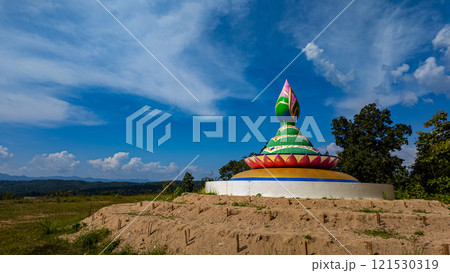 beautiful pagoda at Wat Pamarg Mae Lanoi Maehongson. 121530319