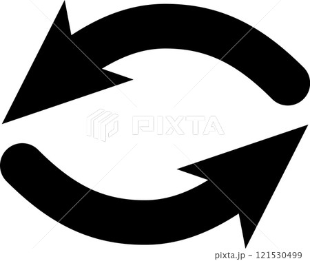 Two curved black arrows rotating in a circular...のイラスト素材 [121530499 ...