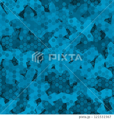 Military geometric ornament Hexagonal camouflage seamless pattern 121531567