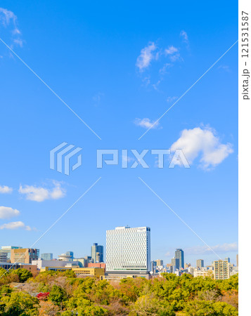 大阪の中央区にあるビルの街並み　都市 121531587