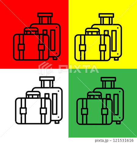 Luggage Vector icon, Outline style, from Accommodation and hotel icons collection, isolated on Red, Yellow, Green and White Background. 121531616