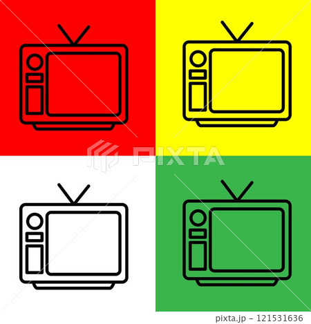 Television Vector icon, Outline style, from Accommodation and hotel icons collection, isolated on Red, Yellow, Green and White Background. Television Vector icon, Outline style, from Accommodation and hotel icons collection, isolated on Red, Yellow, Green and White Background. 121531636