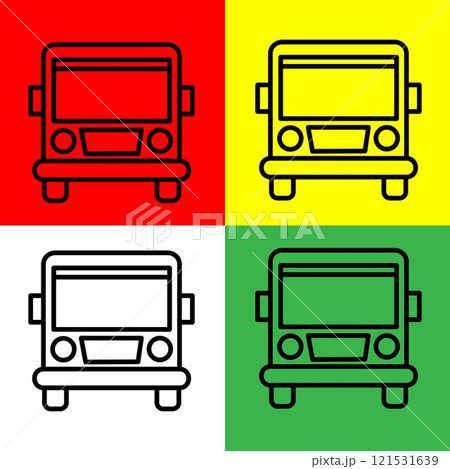 Bus Vector icon, Outline style, from Accommodation and hotel icons collection, isolated on Red, Yellow, Green and White Background. Bus Vector icon, Outline style, from Accommodation and hotel icons collection, isolated on Red, Yellow, Green and White Background. 121531639