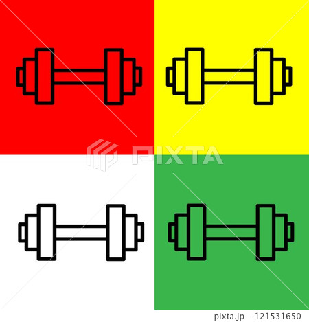 Dumbbell Vector icon, Outline style, from Accommodation and hotel icons collection, isolated on Red, Yellow, Green and White Background. 121531650