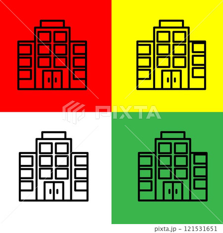 Hotel Vector icon, Outline style, from Accommodation and hotel icons collection, isolated on Red, Yellow, Green and White Background. 121531651