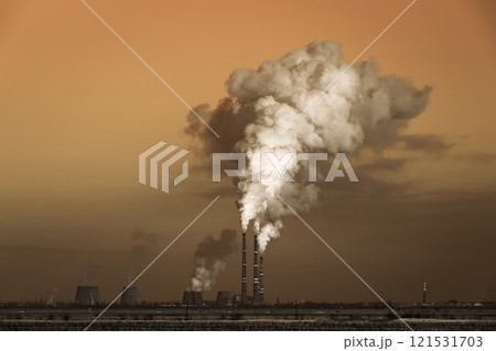 Smoke from industrial pipes 121531703
