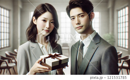 モダンなオフィスでのチョコレートの贈り物 モダンなオフィスでのチョコレートの贈り物 121531785