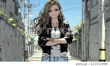 意地悪そうな（攻撃的な）顔をしている若い女性 121531999